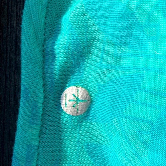 Teal Turquoise Short Sleeve Shirt Cowl Neck Front Collar Comfortable - Picture 4 of 5